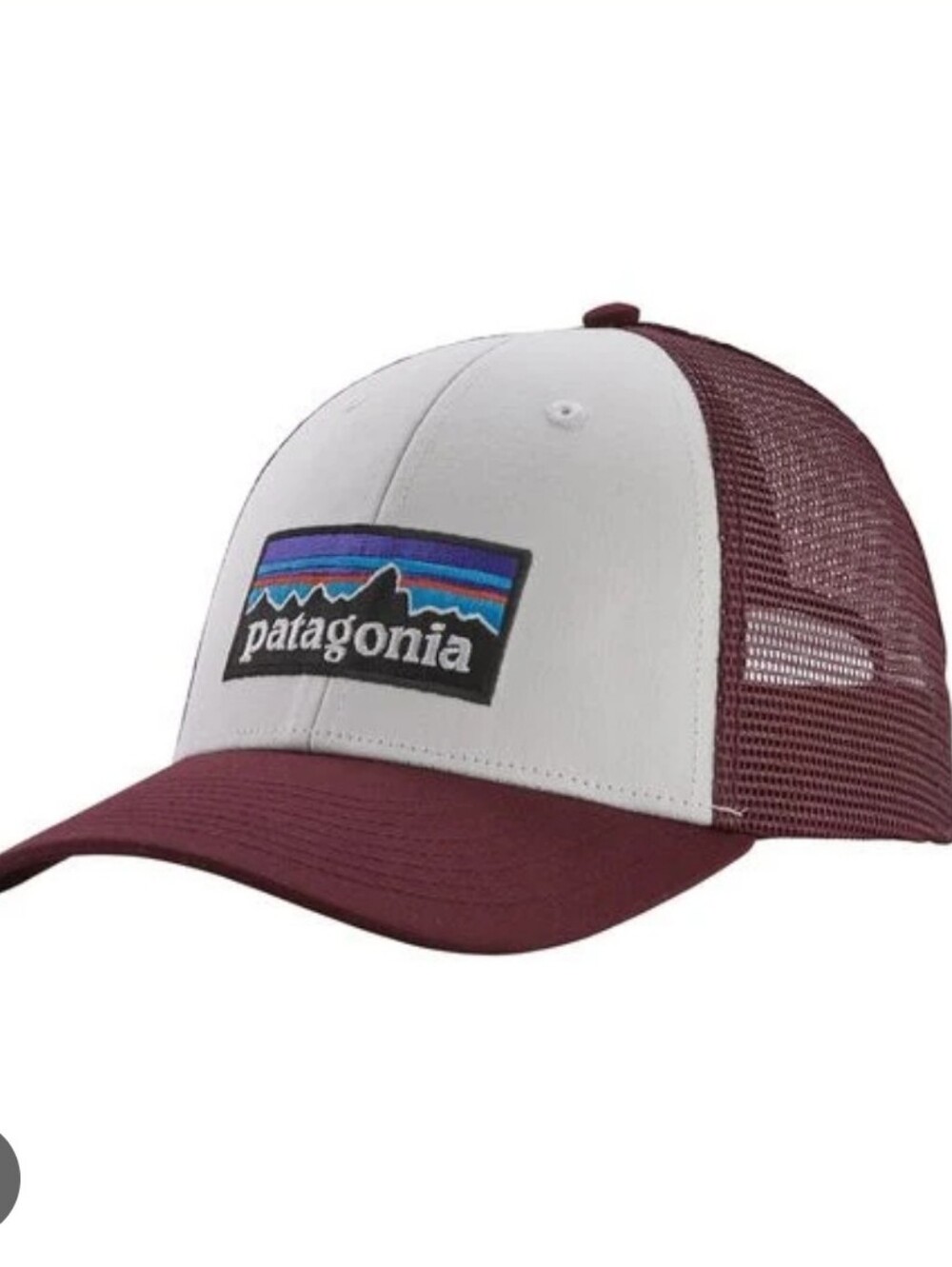 Patagonia Maroon and White Trucker Hat with Logo Patch
